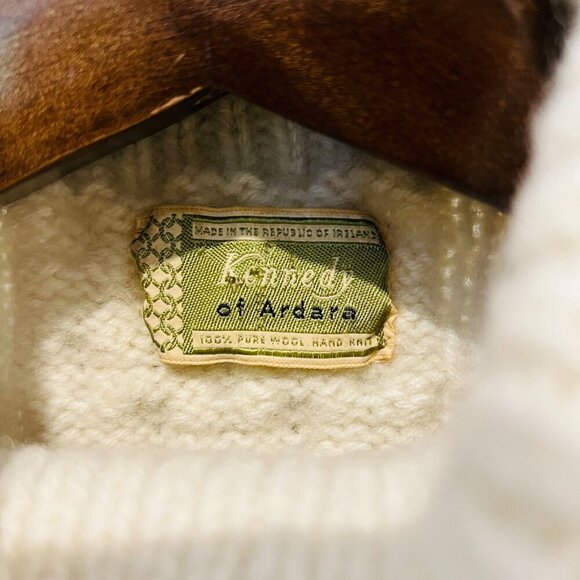 Vintage Kennedy of Ardara 100% Wool Chucky Cable Hand Knit fisherman Sweater Siz - Picture 16 of 16